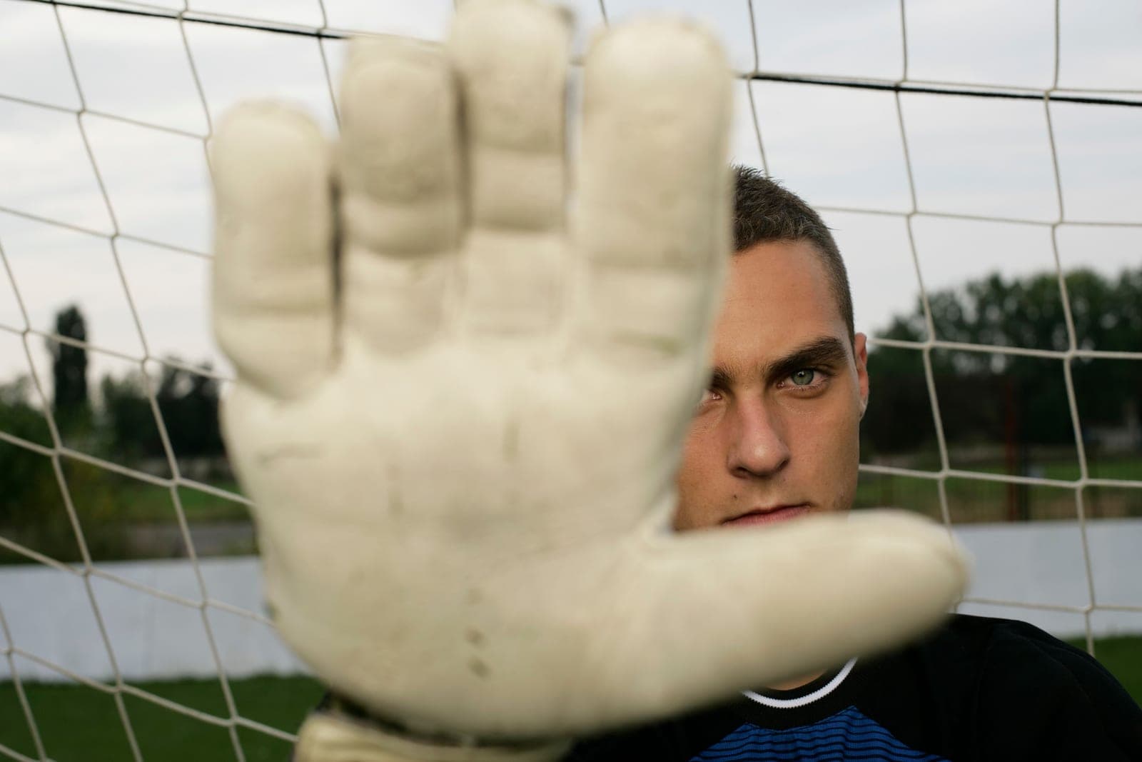 Goalkeeper gloves photographed close up