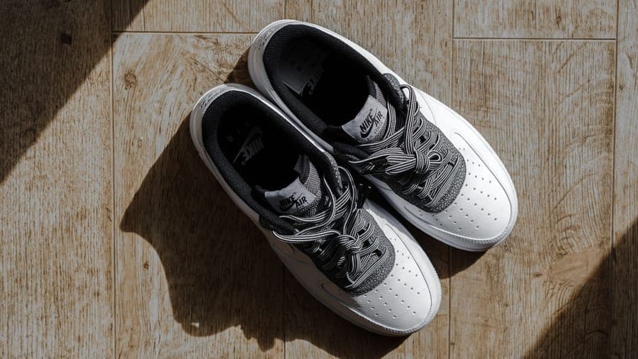 A pair of sport shoes photographed from above
