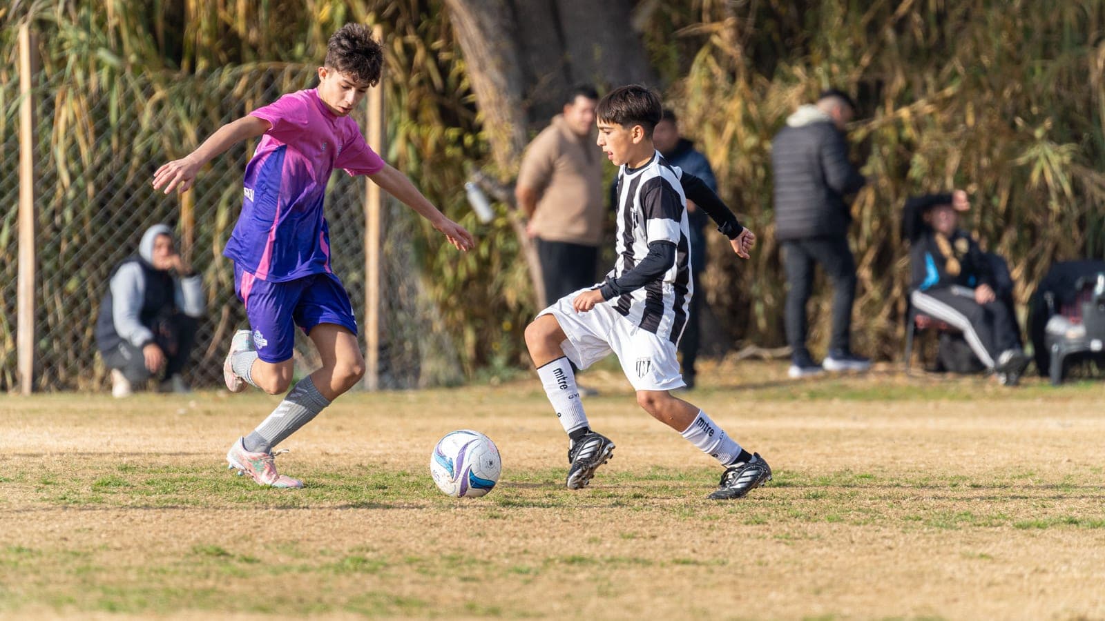A competitive youth soccer match